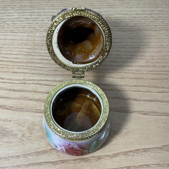 Porcelain Snowman w Song Book Bible Christmas Trinket Ring Box Hinged w Gold - Picture 5 of 8